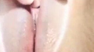 Cute amateur webcam girl masturbating close up to the camera